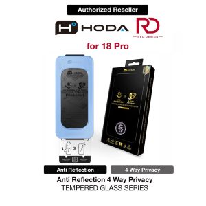 Hoda Anti-Peeper Privacy 360 Degree 4 ways with Anti Reflection Full Coverage Tempered Glass Screen Protector for iPhone 18 Pro Dust Free Helper Lite Included - Privacy