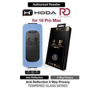 Hoda Anti-Peeper Privacy 360 Degree 4 ways with Anti Reflection Full Coverage Tempered Glass Screen Protector for iPhone 18 Pro Max Dust Free Helper Lite Included - Privacy