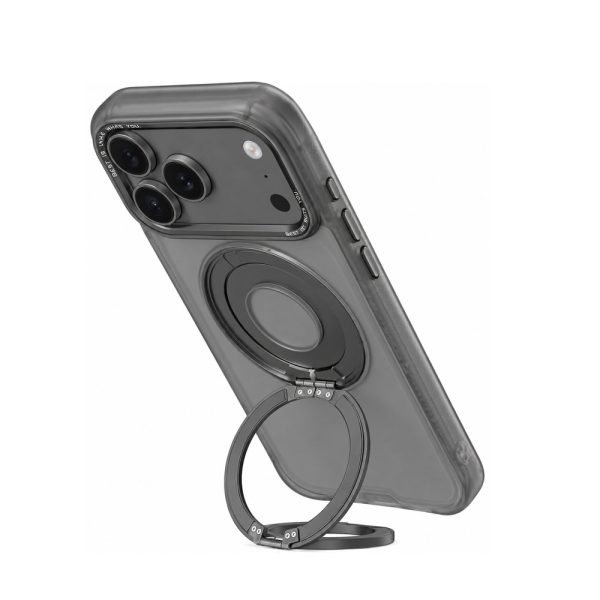 Hoda ROUGH Case Magnet with 360° foldable rotating ring-holder stand Enhanced with PureSurfaceTM with Camera Button for iPhone 18 Pro Max 17 Pro Max - Black