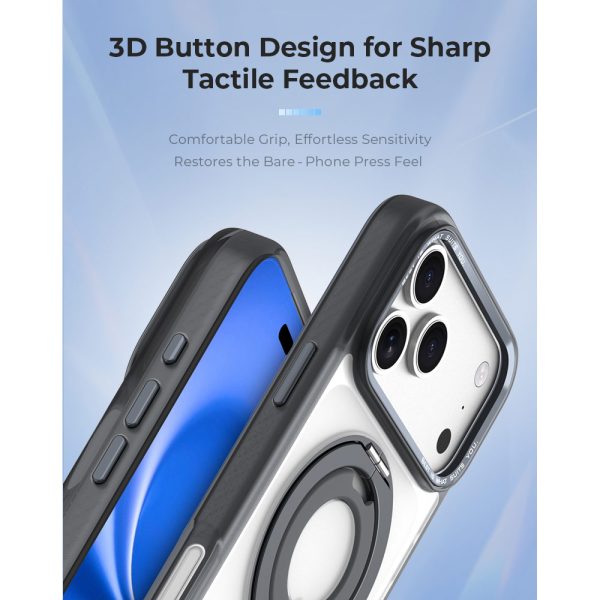Hoda ROUGH Case Magnet with 360° foldable rotating ring-holder stand Enhanced with PureSurfaceTM with Camera Button for iPhone 18 Pro Max 17 Pro Max - Matte