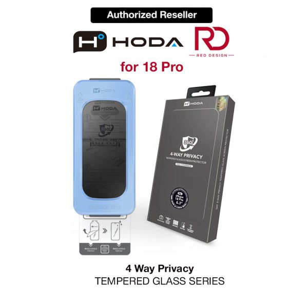 Hoda Full Coverage Tempered Glass Screen Protector for iPhone 18 Pro with Dust-Free Helper - Privacy 4 ways