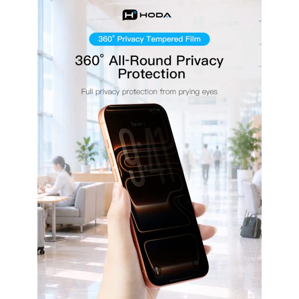 Hoda Full Coverage Tempered Glass Screen Protector for iPhone 18 Pro with Dust-Free Helper - Privacy 4 ways