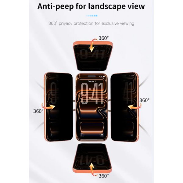 Hoda Full Coverage Tempered Glass Screen Protector for iPhone 18 Pro with Dust-Free Helper - Privacy 4 ways