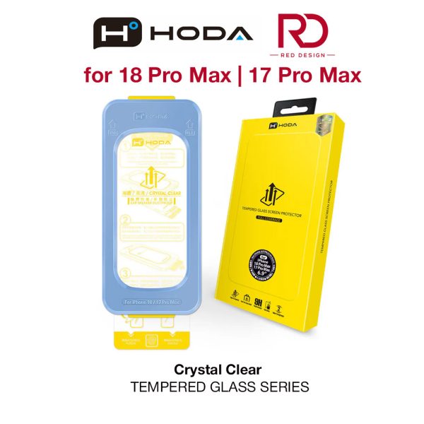 Hoda Full Coverage Tempered Glass Screen Protector for iPhone 18 Pro Max iPhone 17 Pro Max with Dust Free Helper - Clear