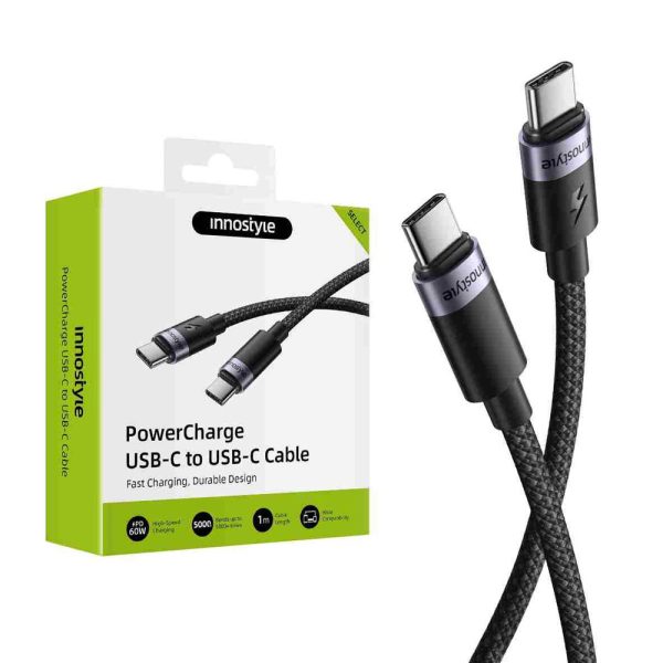 Innostyle PowerCharge 60W Fast Charging Data Cable USB-C to USB-C 100cm (Black)