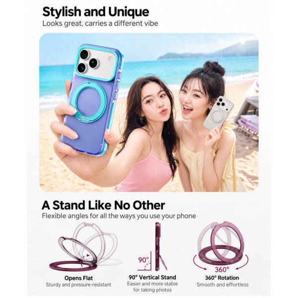 ROCK Guard Touch Rotating Series Magnetic Protection Case with Stand for iPhone 18 Pro Max 17 Pro Max (Matte Dark Grey)