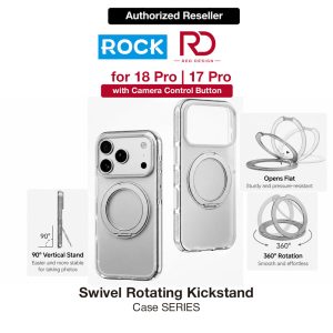 ROCK Guard Touch Rotating Series Magnetic Protection Case with Stand for iPhone 18 Pro 17 Pro (Matte Grey)