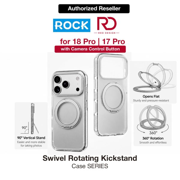 ROCK Guard Touch Rotating Series Magnetic Protection Case with Stand for iPhone 18 Pro 17 Pro (Matte Grey)