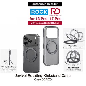 ROCK Guard Touch Rotating Series Magnetic Protection Case with Stand for iPhone 18 Pro 17 Pro (Matte Dark Grey)