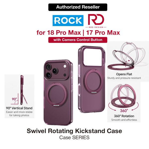 ROCK Guard Touch Rotating Series Magnetic Protection Case with Stand for iPhone 18 Pro Max 17 Pro Max (Matte Burgundy)