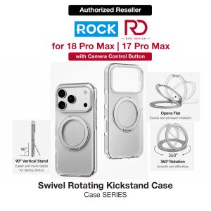 ROCK Guard Touch Rotating Series Magnetic Protection Case with Stand for iPhone 18 Pro Max 17 Pro Max (Matte Grey)