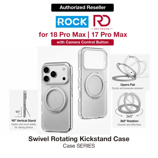 ROCK Guard Touch Rotating Series Magnetic Protection Case with Stand for iPhone 18 Pro Max 17 Pro Max (Matte Grey)