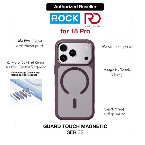 ROCK Guard Touch Series Magnetic Protection Case for iPhone 18 Pro (Maroon)