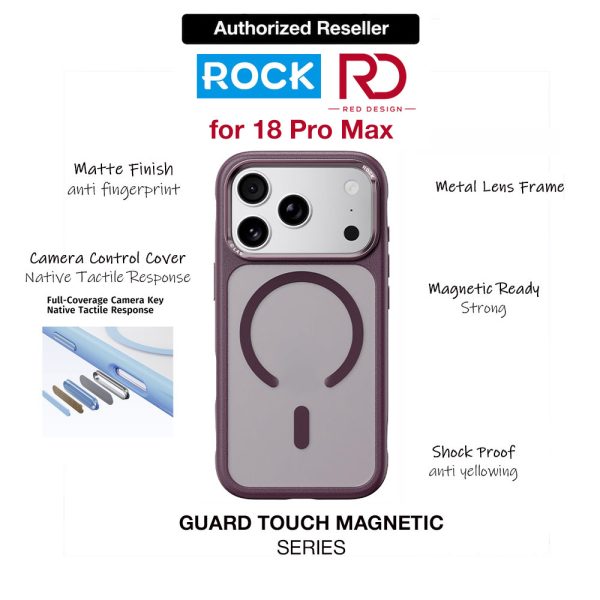 ROCK Guard Touch Series Magnetic Protection Case for iPhone 18 Pro Max (Maroon)