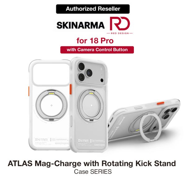 Skinarma Atlas Magnetic Charge 360° Rotatable Kickstand Drop Protection Case for iPhone 18 Pro 6.3 - Frost