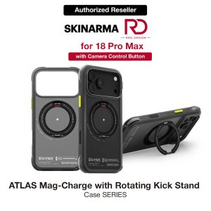 Skinarma Atlas Magnetic Charge 360° Rotatable Kickstand Drop Protection Case for iPhone 18 Pro Max 6.9 - Black