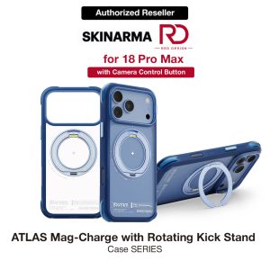 Skinarma Atlas Magnetic Charge 360° Rotatable Kickstand Drop Protection Case for iPhone 18 Pro Max 6.9 - Blue