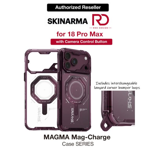 Skinarma MAGMA Magnetic Charge Drop Protection Case with Camera Control Button for iPhone 18 Pro Max 6.9 - Burgundy