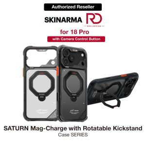 Skinarma Saturn Magnetic Charge 360° Rotatable Kickstand Drop Protection Case with Camera Control Button for iPhone 18 Pro 6.3 - Black