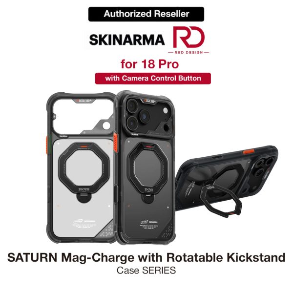 Skinarma Saturn Magnetic Charge 360° Rotatable Kickstand Drop Protection Case with Camera Control Button for iPhone 18 Pro 6.3 - Black