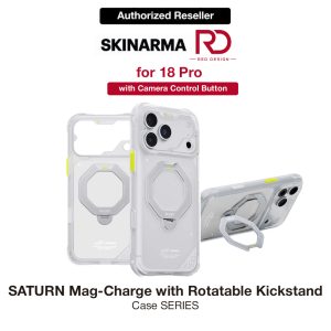 Skinarma Saturn Magnetic Charge 360° Rotatable Kickstand Drop Protection Case with Camera Control Button for iPhone 18 Pro 6.3 - Frost