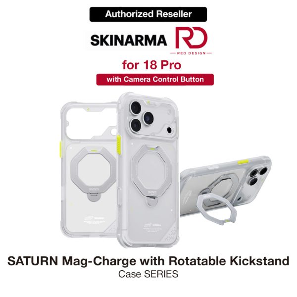 Skinarma Saturn Magnetic Charge 360° Rotatable Kickstand Drop Protection Case with Camera Control Button for iPhone 18 Pro 6.3 - Frost