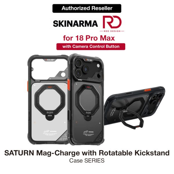Skinarma Saturn Magnetic Charge 360° Rotatable Kickstand Drop Protection Case with Camera Control Button for iPhone 18 Pro Max 6.9 - Black
