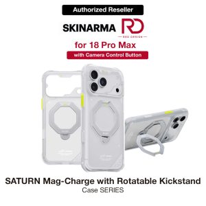 Skinarma Saturn Magnetic Charge 360° Rotatable Kickstand Drop Protection Case with Camera Control Button for iPhone 18 Pro Max 6.9 - Frost