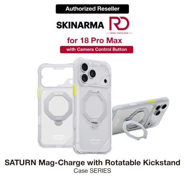 Skinarma Saturn Magnetic Charge 360° Rotatable Kickstand Drop Protection Case with Camera Control Button for iPhone 18 Pro Max 6.9 - Frost