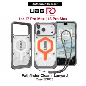 UAG Pathfinder Clear Magsafe Protection Case for iPhone 18 Pro Max iPhone 17 Pro Max - Safety Orange Lanyard