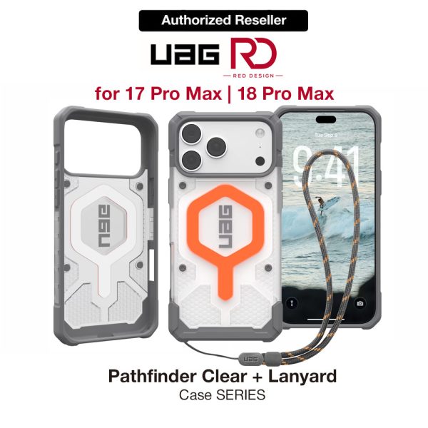 UAG Pathfinder Clear Magsafe Protection Case for iPhone 18 Pro Max iPhone 17 Pro Max - Safety Orange Lanyard