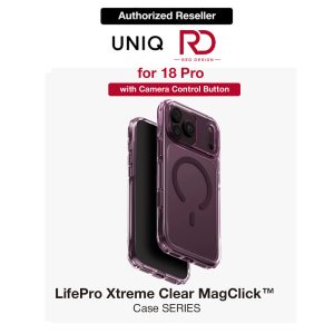 Uniq LifePro Xtreme Clear MagClick Case with Camera Control Button for iPhone 18 Pro 6.3 - Deep Burgundy