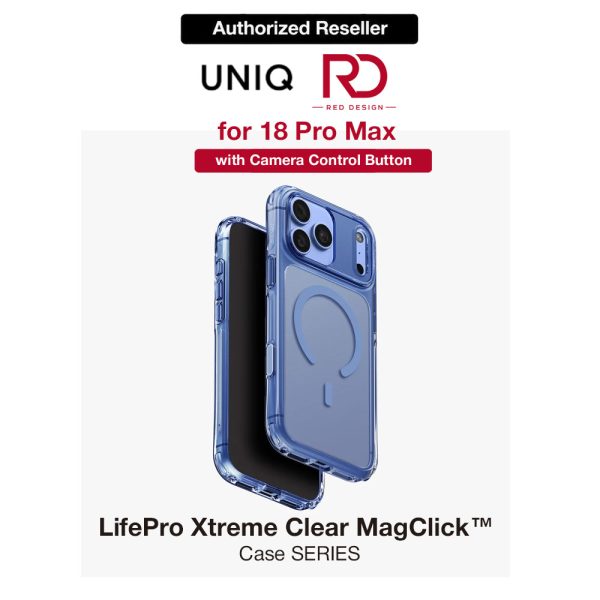 Uniq LifePro Xtreme Clear MagClick Case with Camera Control Button for iPhone 18 Pro Max 6.9 - Polar Blue