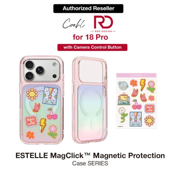 Coehl ESTELLE MagClick Magnetic Charging Case with Camera Control Button for iPhone 18 Pro - Pink Prism