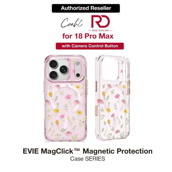 Coehl EVIE MagClick Magnetic Charging Case with Camera Control Button for iPhone 18 Pro Max - Pink Blossom