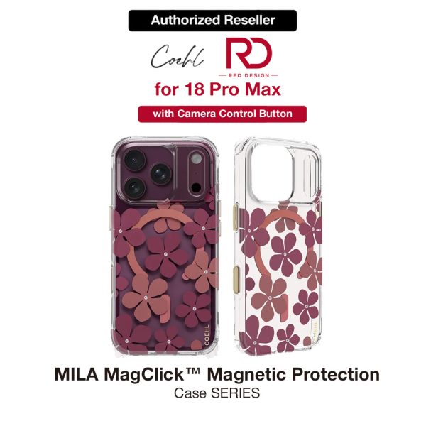 Coehl MILA MagClick Magnetic Charging Case with Camera Control Button for iPhone 18 Pro Max - Crimson Bloom