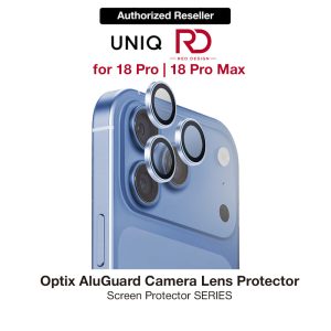Uniq Optix AluGuard Camera Aluminum Frame Anti Reflection HD Clarity Camera Lens Protector for iPhone 18 Pro iPhone 18 Pro Max - Arctic Blue