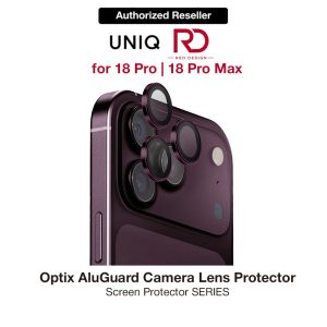 Uniq Optix AluGuard Camera Aluminum Frame Anti Reflection HD Clarity Camera Lens Protector for iPhone 18 Pro iPhone 18 Pro Max - Royal Burgundy