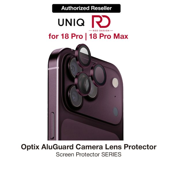 Uniq Optix AluGuard Camera Aluminum Frame Anti Reflection HD Clarity Camera Lens Protector for iPhone 18 Pro iPhone 18 Pro Max - Royal Burgundy