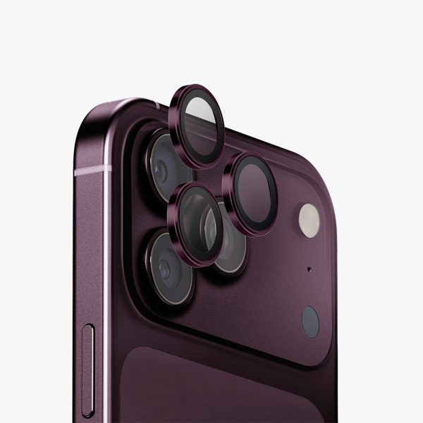 Uniq Optix AluGuard Camera Aluminum Frame Anti Reflection HD Clarity Camera Lens Protector for iPhone 18 Pro iPhone 18 Pro Max - Royal Burgundy