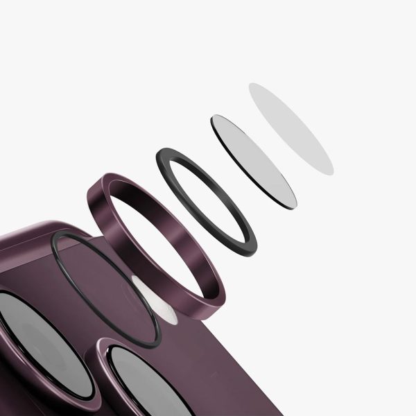 Uniq Optix AluGuard Camera Aluminum Frame Anti Reflection HD Clarity Camera Lens Protector for iPhone 18 Pro iPhone 18 Pro Max - Royal Burgundy