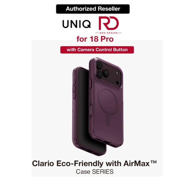 Uniq Clario MagClick Eco-Friendly Drop Protection Case with Camera Control Button for iPhone 18 Pro 6.3 - Fig Purple