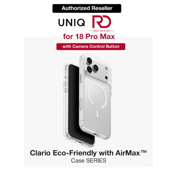 Uniq Clario MagClick Eco-Friendly Drop Protection Case with Camera Control Button for iPhone 18 Pro Max 6.9 - Lucent Clear
