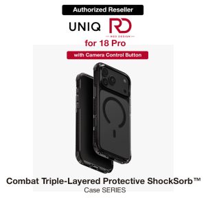 Uniq Combat Triple-Layered Protective MagClick Drop Protection Case with Camera Control Button for iPhone 18 Pro 6.3 - Carbon Black