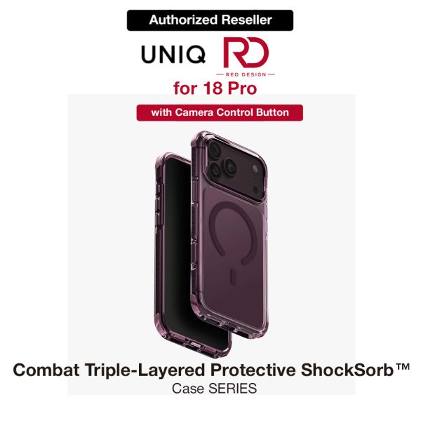 Uniq Combat Triple-Layered Protective MagClick Drop Protection Case with Camera Control Button for iPhone 18 Pro 6.3 - Deep Purple