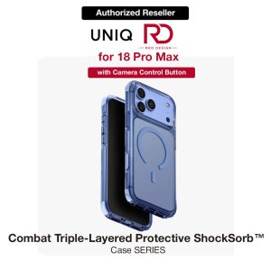 Uniq Combat Triple-Layered Protective MagClick Drop Protection Case with Camera Control Button for iPhone 18 Pro Max 6.9 - Polar Blue