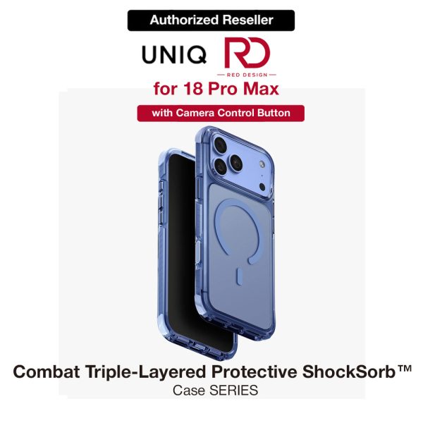 Uniq Combat Triple-Layered Protective MagClick Drop Protection Case with Camera Control Button for iPhone 18 Pro Max 6.9 - Polar Blue