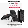 Uniq Elix 360 Kickstand Leather Drop Protection Magnetic Case with Camera Control Button for iPhone 18 Pro Max - Charcoal Grey