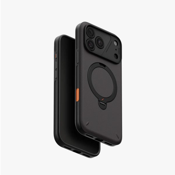 Uniq Elix 360 Kickstand Leather Drop Protection Magnetic Case with Camera Control Button for iPhone 18 Pro - Charcoal Grey