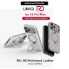 Uniq Elix 360 Kickstand Leather Drop Protection Magnetic Case with Camera Control Button for iPhone 18 Pro Max - Cloud Stone